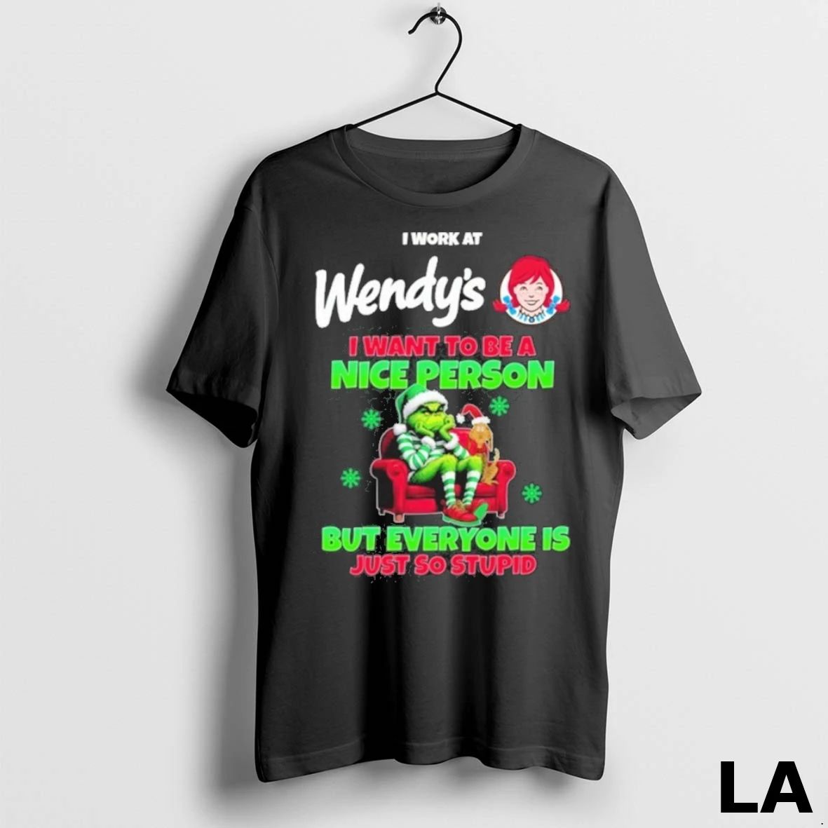 Original Santa Grinch I Work At Wendys I Want To Be A Nice Person But Unisex