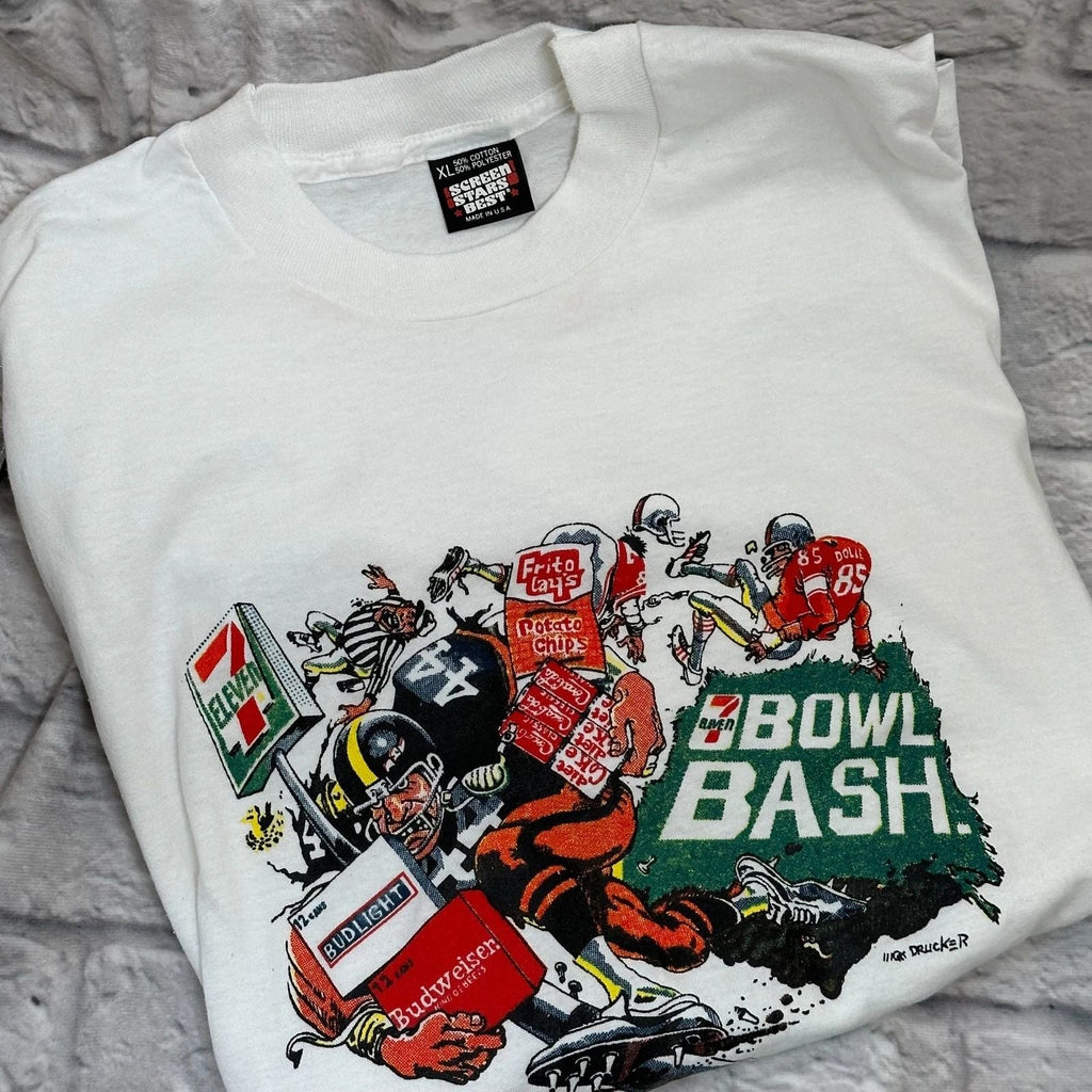 7-11 Bol Bash XL Screen Stars Best USA 50/50 Simple Point Mort Drucker Unisex