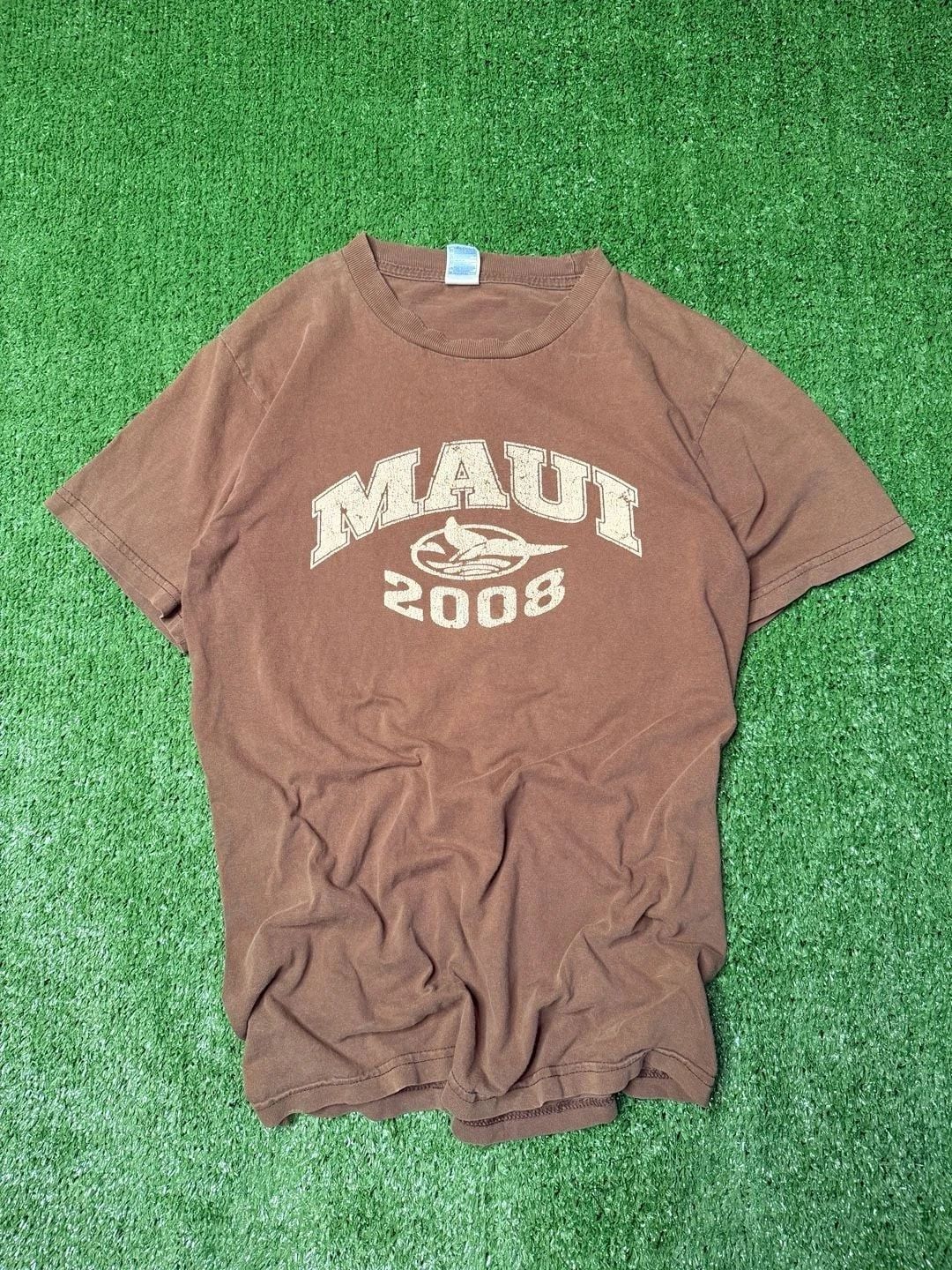 Vintage Gildan Maui 2008 Hawaii Souvenir Graphic Brown Size Small Unisex