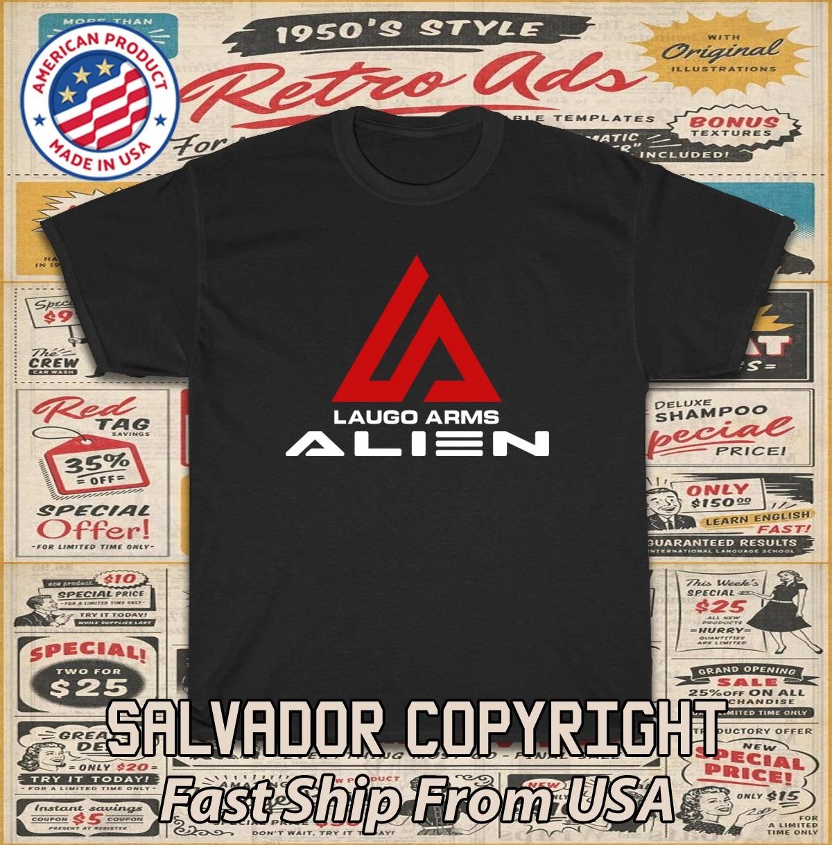 New Tee Shirt Laugo Arms Alien Logo Men's American Unisex