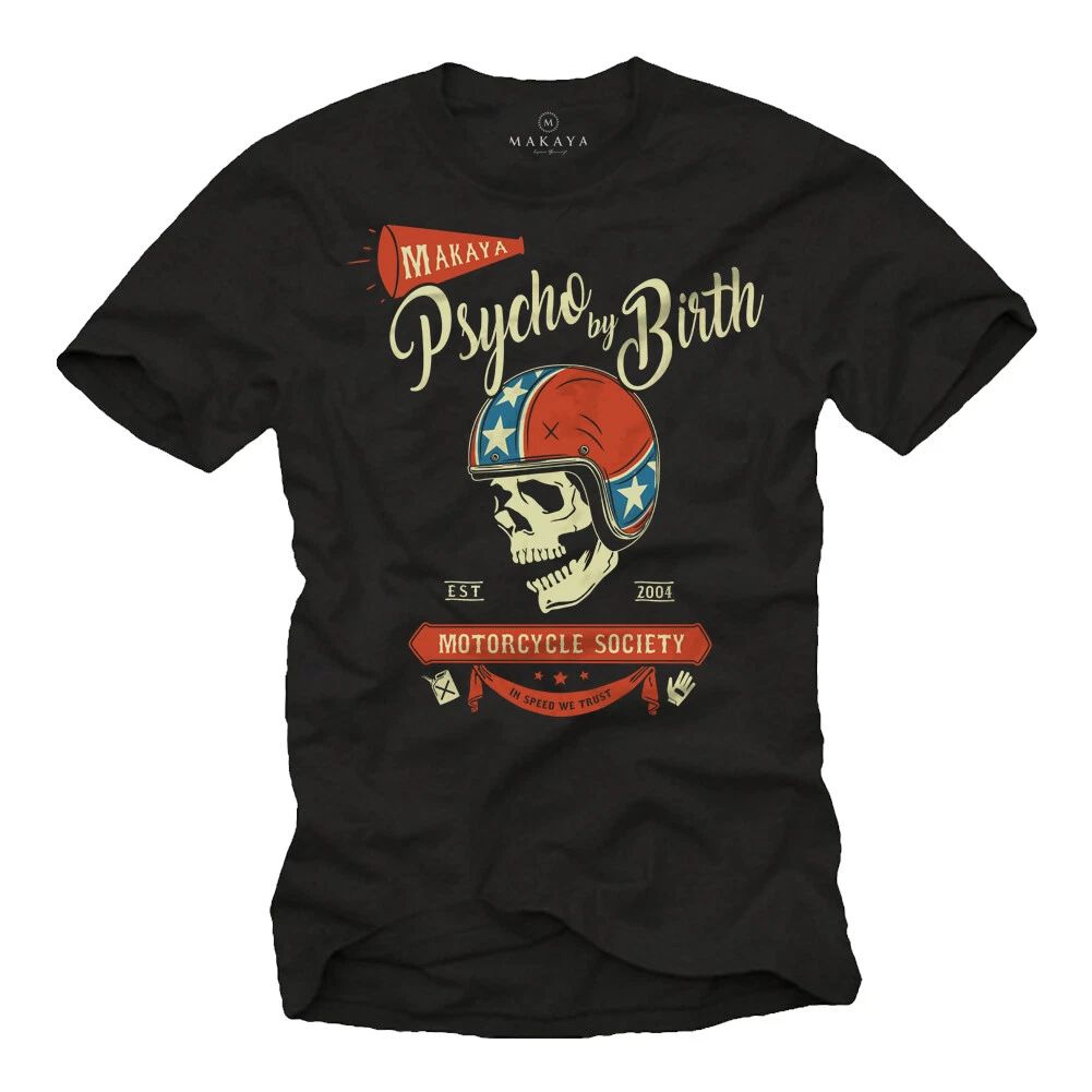 Vintage Rockabilly Mens with Biker Skull - Mens Skull Motorcycle Unisex