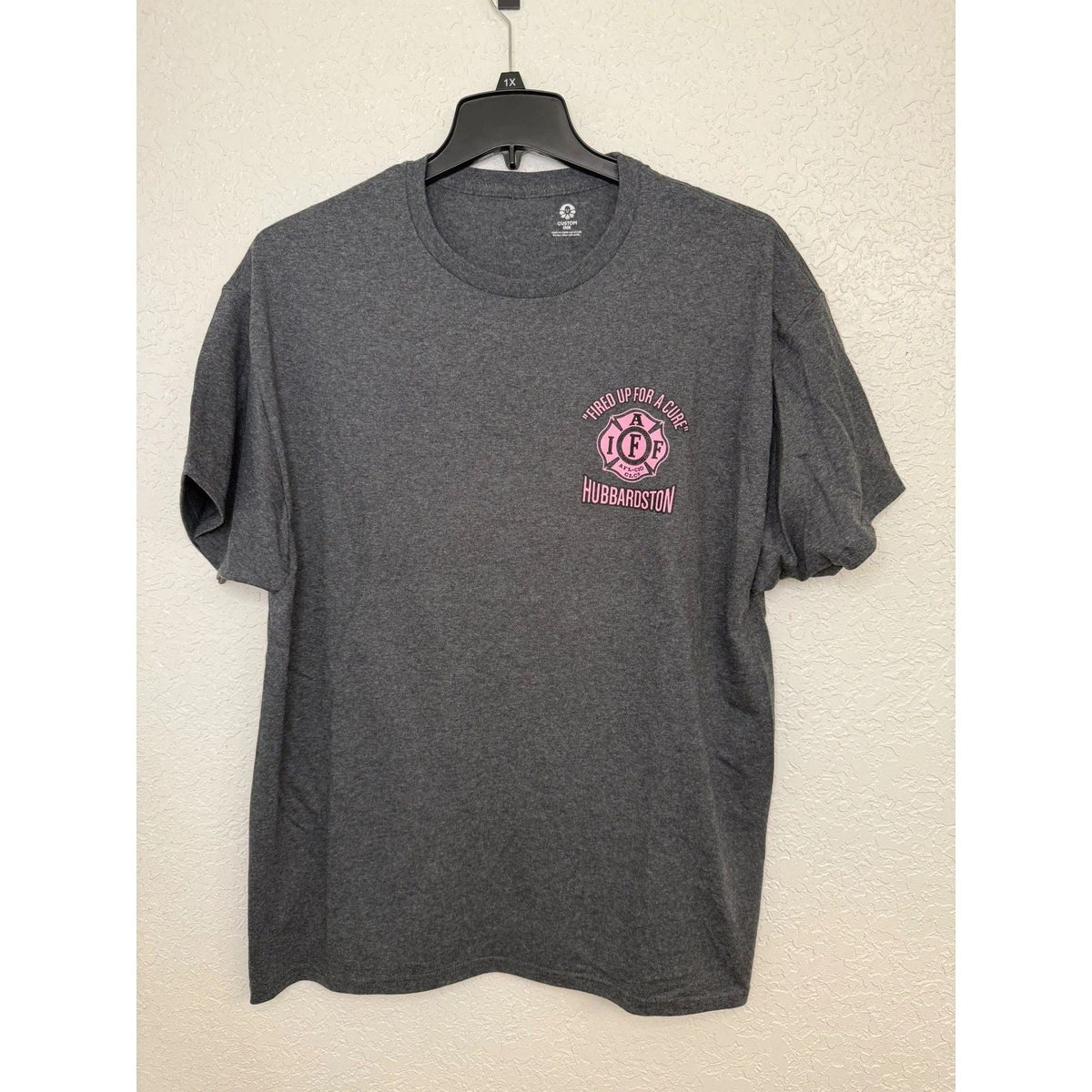 Custom Ink Breast Cancer Awareness T Shirt Firefighter Support Pink Ribbon XL Unisex