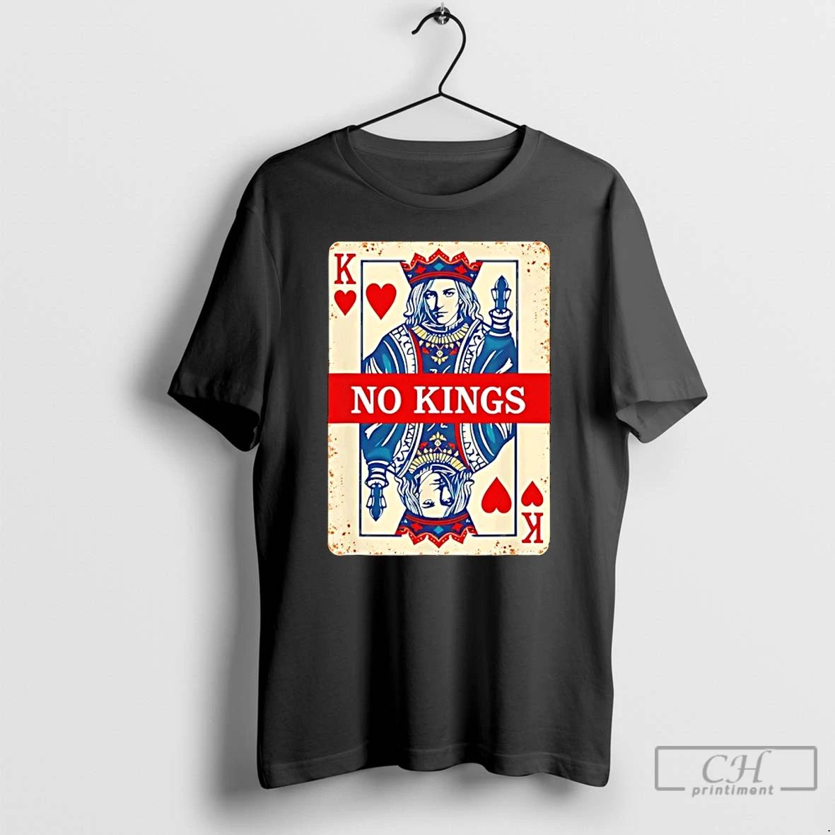 Classic No Kings Playing Card Statement T Shirts Unisex