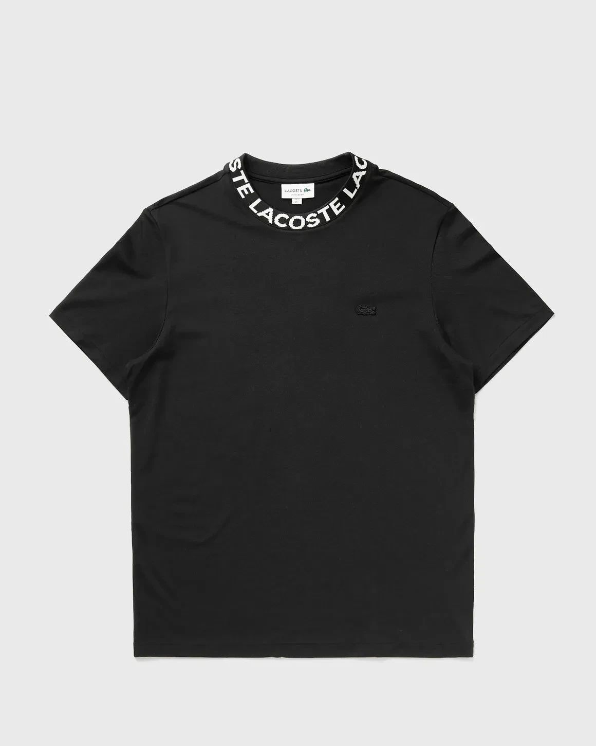 Lacoste T Shirt Mens Black Jacquard Branded Pique Neck Summer White Lightweight Unisex