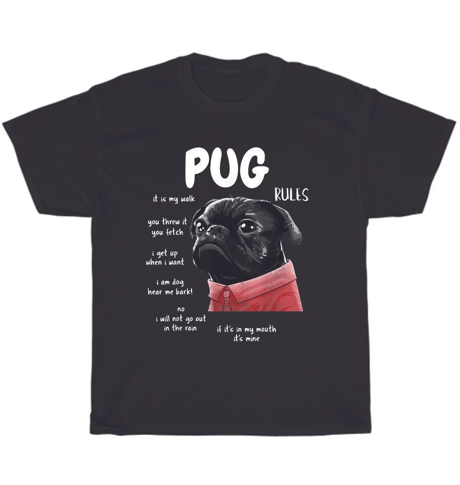 Cute Kawaii Funny Black Pug Dog Rules Dogs Pet Puppy Lover Unisex Gift Unisex