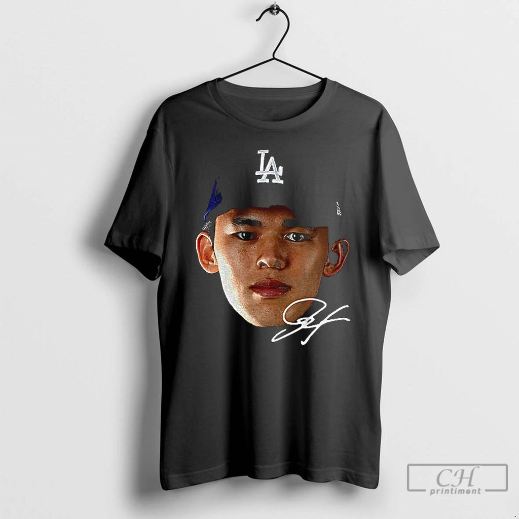 Classic Los Angeles Dodgers 2025 Roki Sasaki Big Face Signature T Shirts Unisex