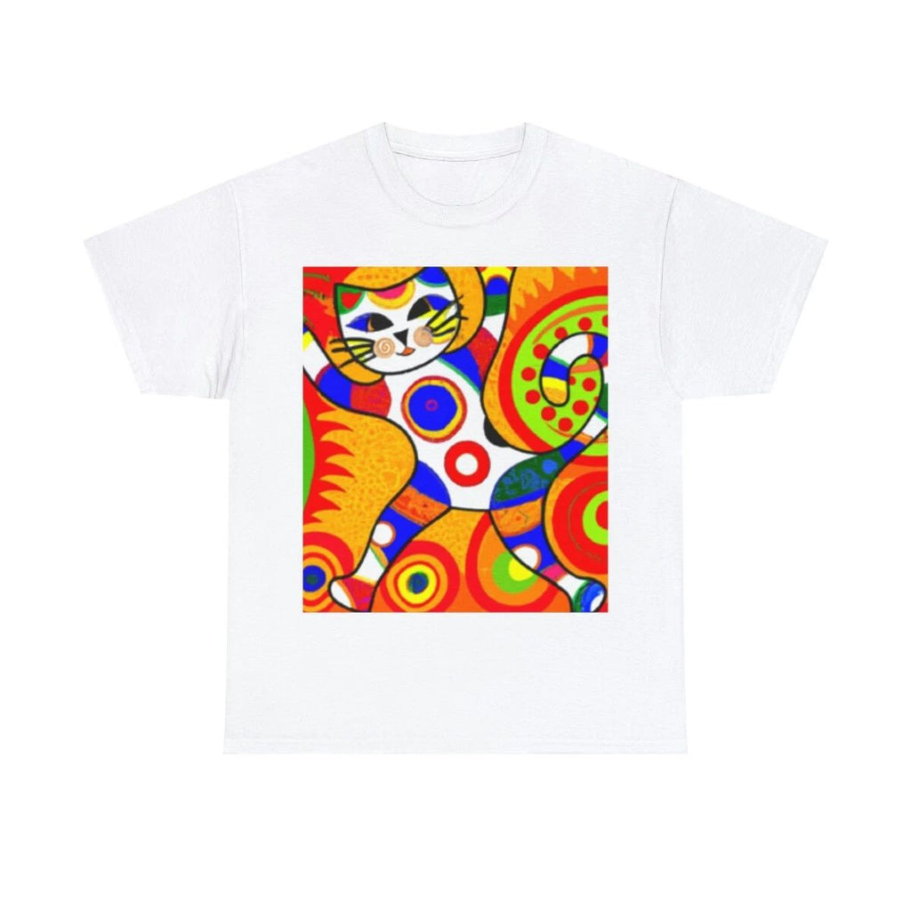 Dancing Cat Tee Abstract Cat Art T Shirt Unisex Heavy Cotton Tee Pet Lover Unisex