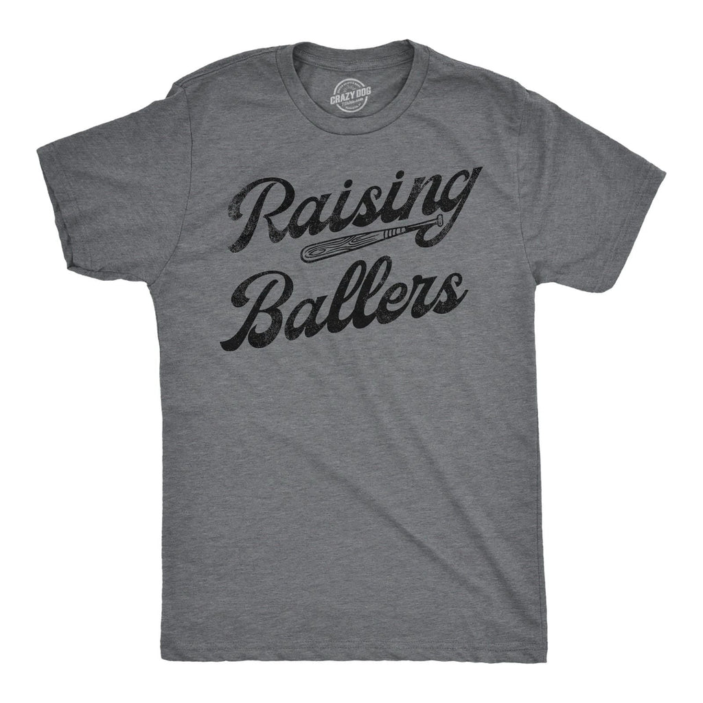 Mens Funny T Shirts Raising Ballers Sarcastic Baseball Graphic Tee for Men Unisex