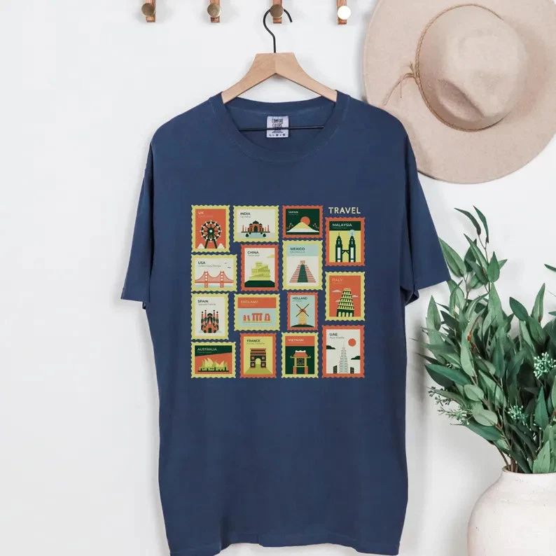 Travel Stamp Wanderlust Comfort Tee Unisex Travel Gift Shirt Soft Unisex