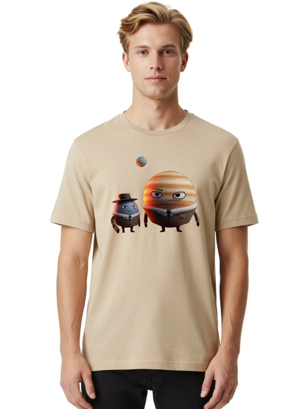 Jupiter-And-Earth Mens Graphic Tee, 100% Cotton, Casual Summer Wear Unisex
