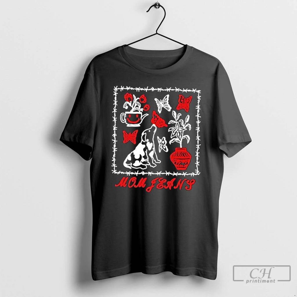 Premium Mom Jeans Butterfly Puppy T Shirts Unisex