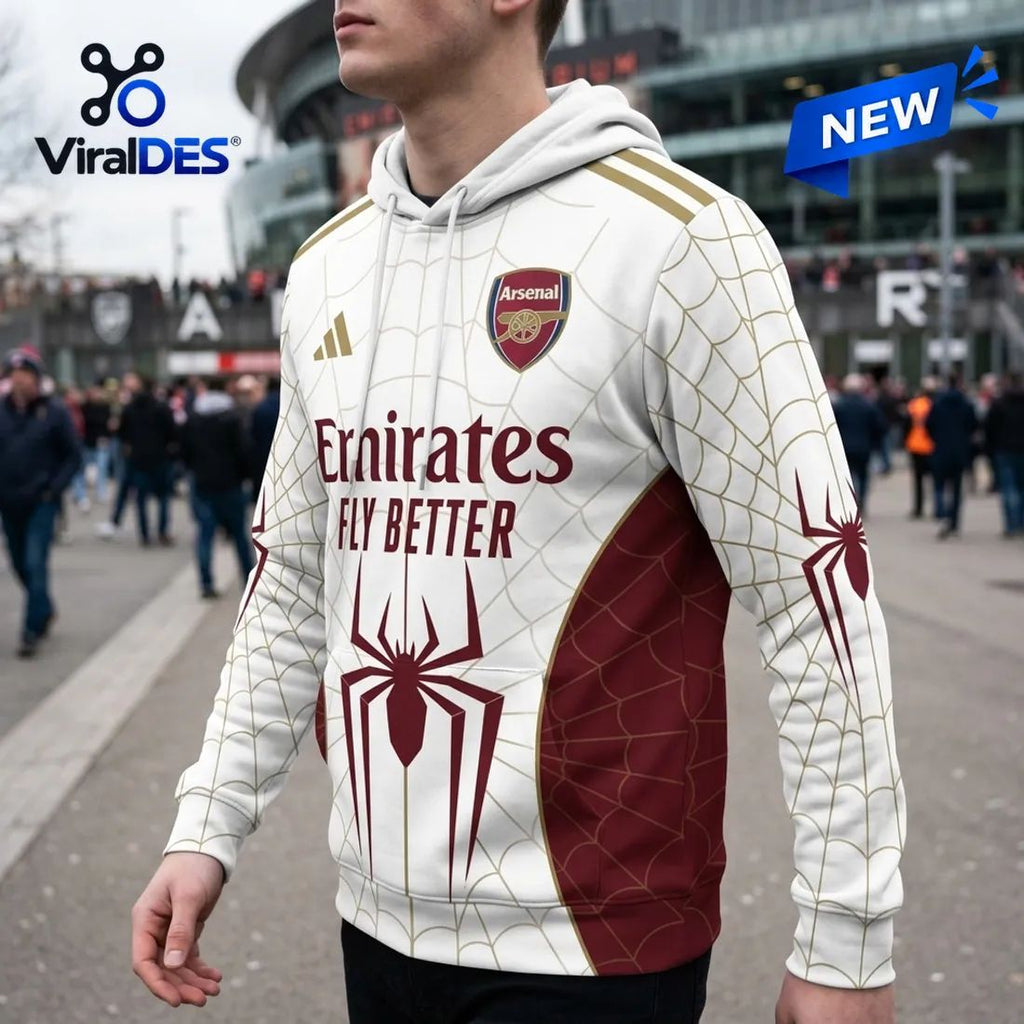 Arsenal FC x Spider-Man White Hoodie