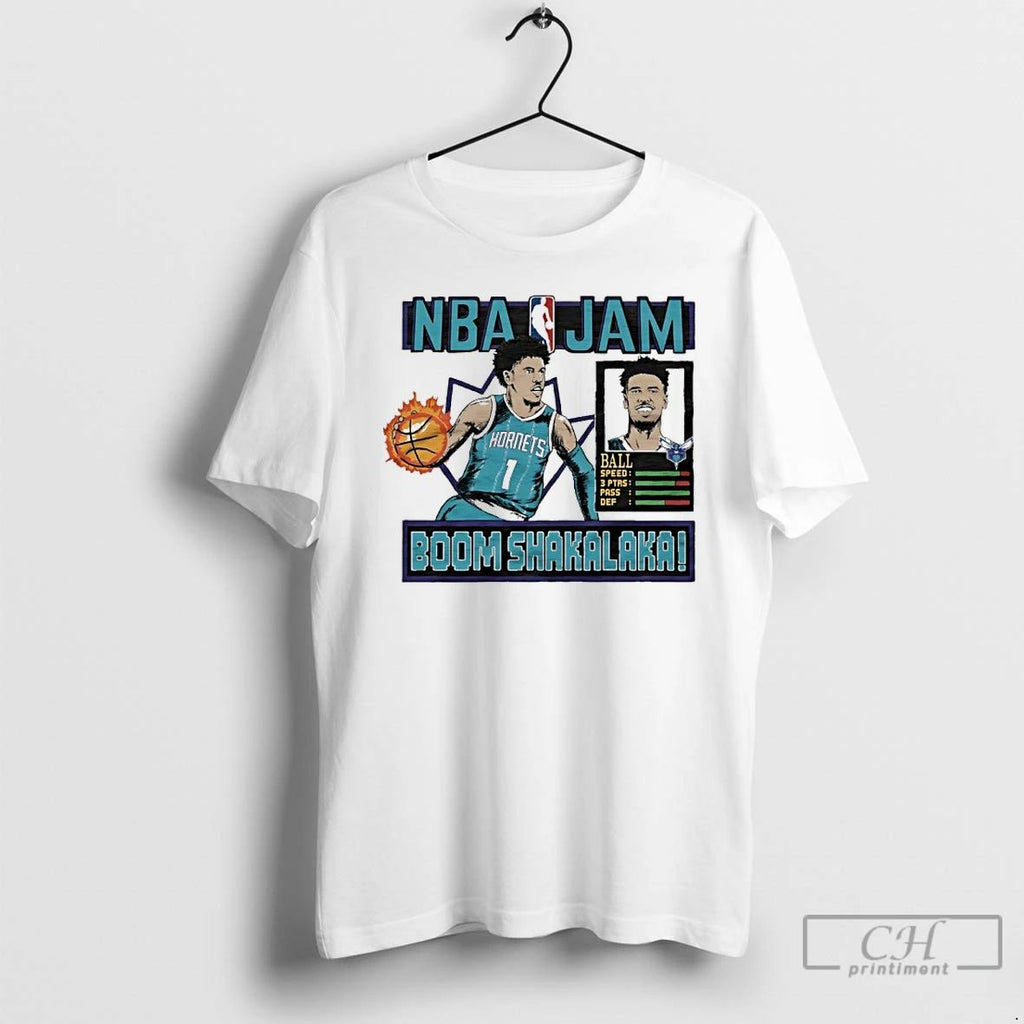 Classic Lamelo Ball Boom Shakalaka Charlotte Hornets Nba Jam T Shirts Unisex