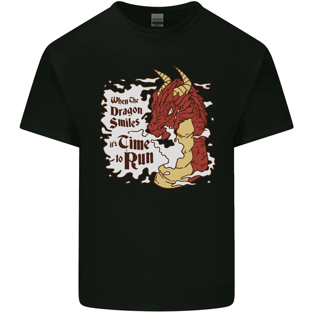 When a Dragon Smiles Fantasy RPG Mens Cotton Tee Top Unisex