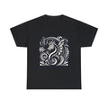 Unisex Adult T Shirt Art Deco Dragon Silhouette in Monochrome Fantasy Black Tee Unisex