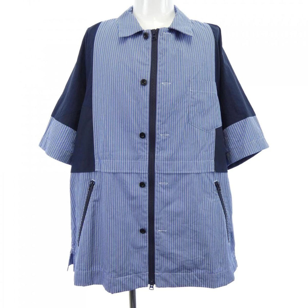Sakai SACAI S/S Shirt Navy White Size 3 Used MidLength Stylish Unisex