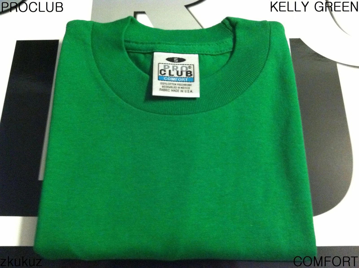 1 NEW PROCLUB COMFORT PLAIN BLANK KELLY GREEN TEE PRO CLUB S-3XL 1PC Unisex