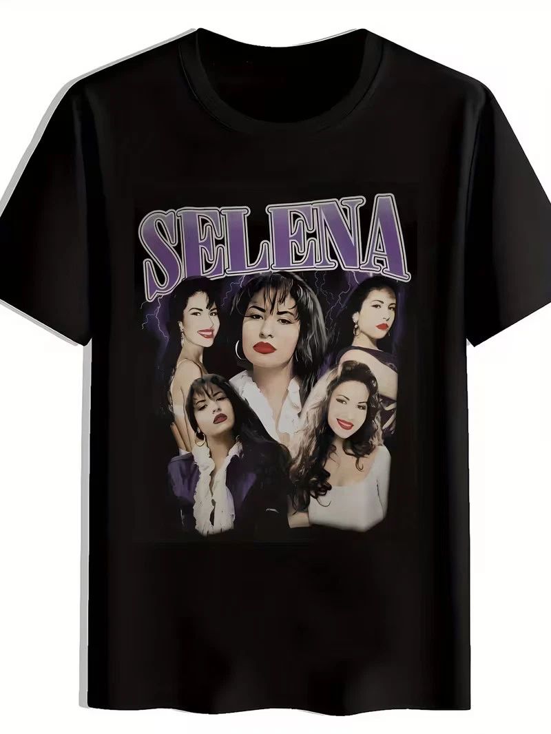 SELENA Lightning Bolt Graphic Men'S Casual - Black Crew Neck Tee with Vi Unisex