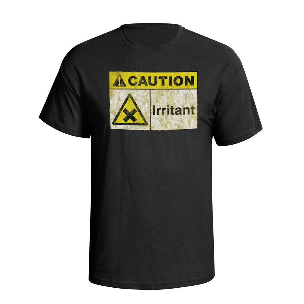 Caution Irritant Funny Mens COTTON Birthday Premium Quality Unisex