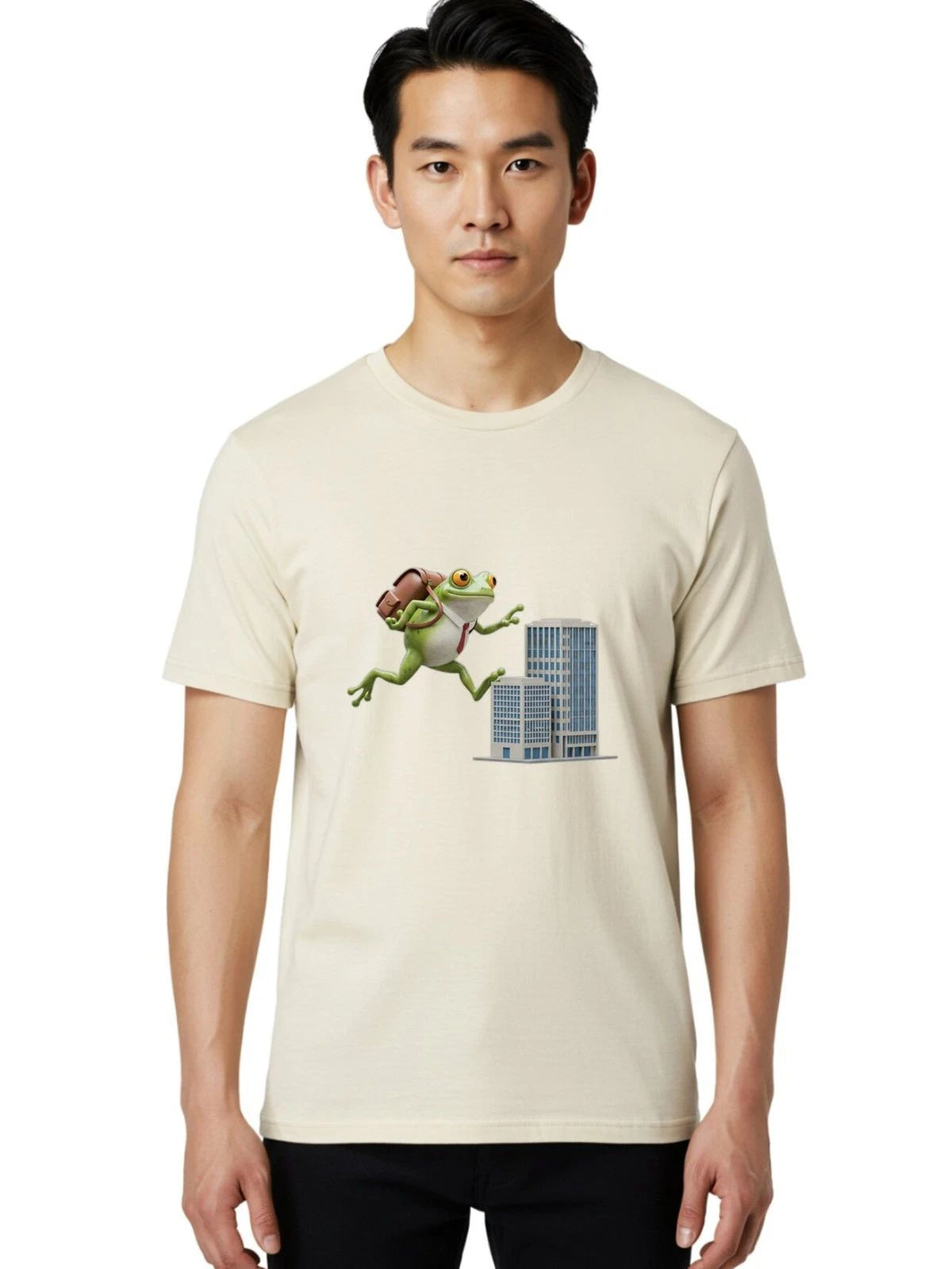 Frog-With-Backpack Mens Graphic Tee, 100% Cotton, Casual Summer Wear Unisex