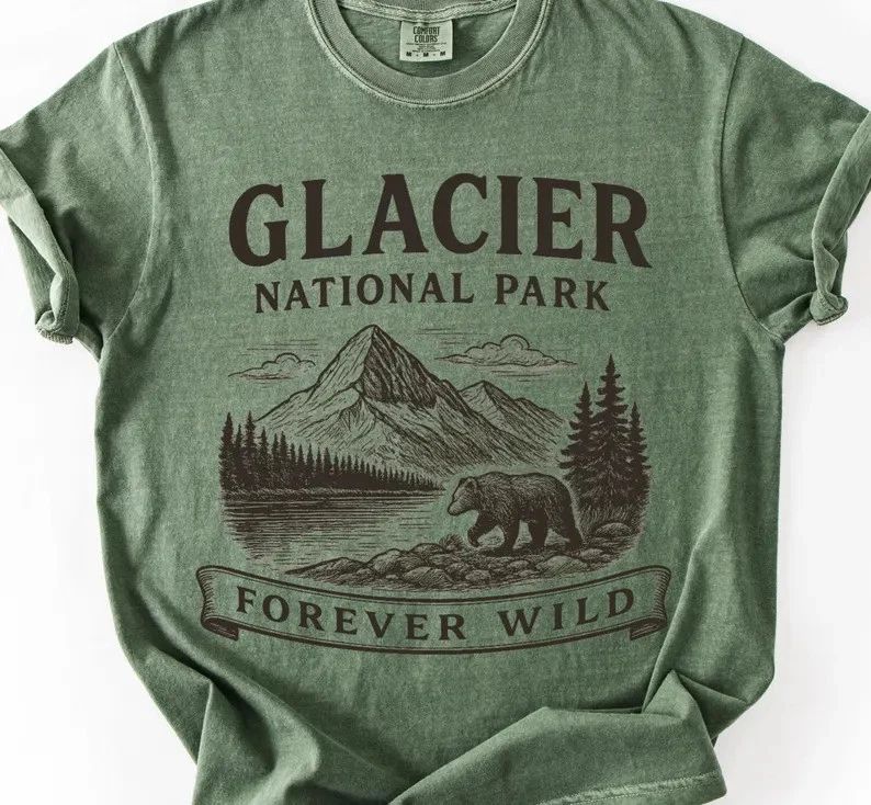 Glacier National Park Comfort Tee Shirt Nature Outdoors Hiking Travel Gift Unisex