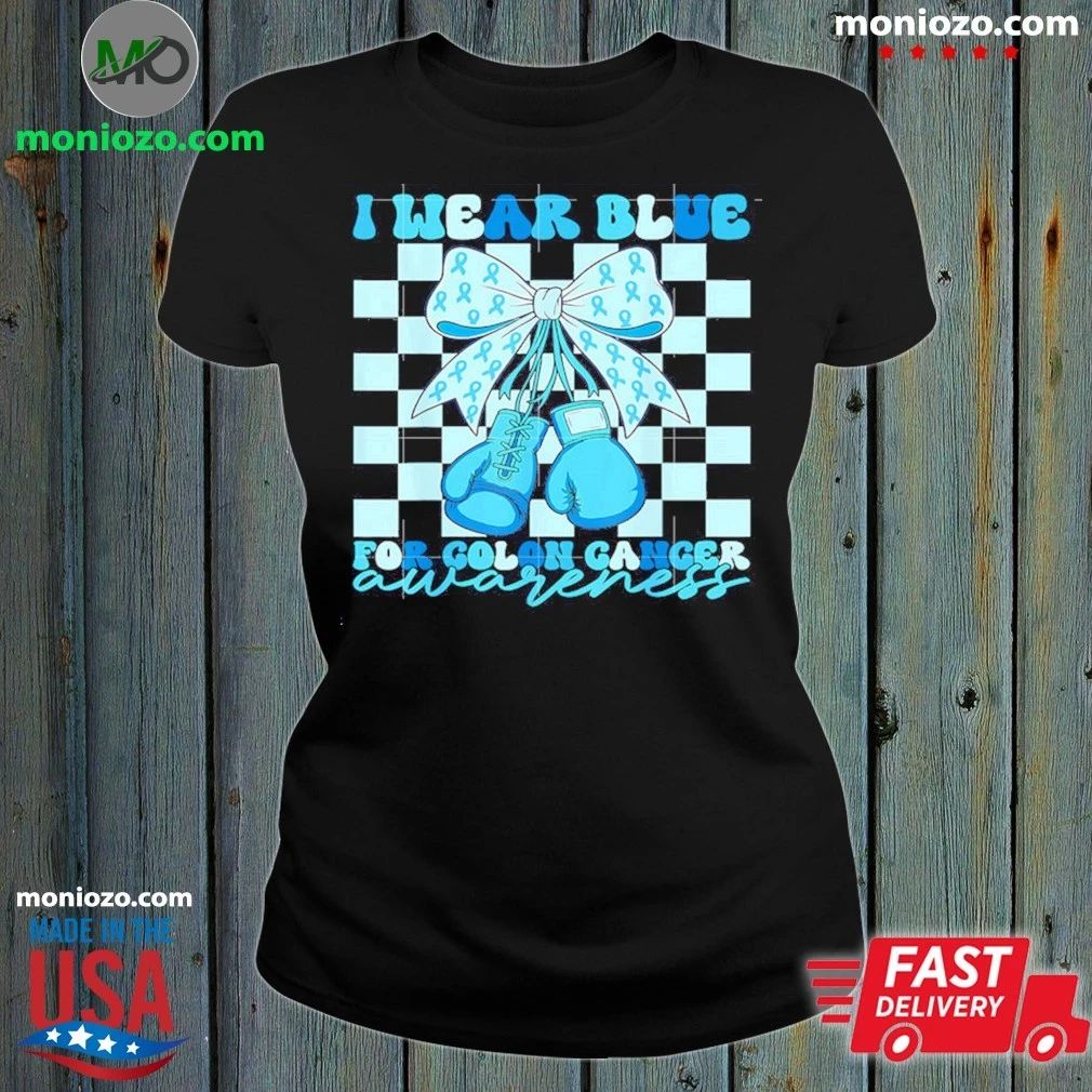 Original I Wear Blue for Colon Awareness Coquette Boxing Gloves Shirt Unisex