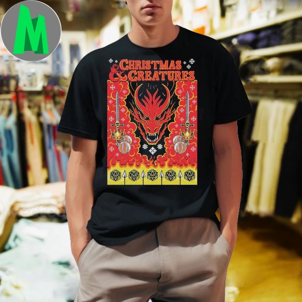 Original Dungeons & Dragons Christmas And Creatures Shirt Unisex