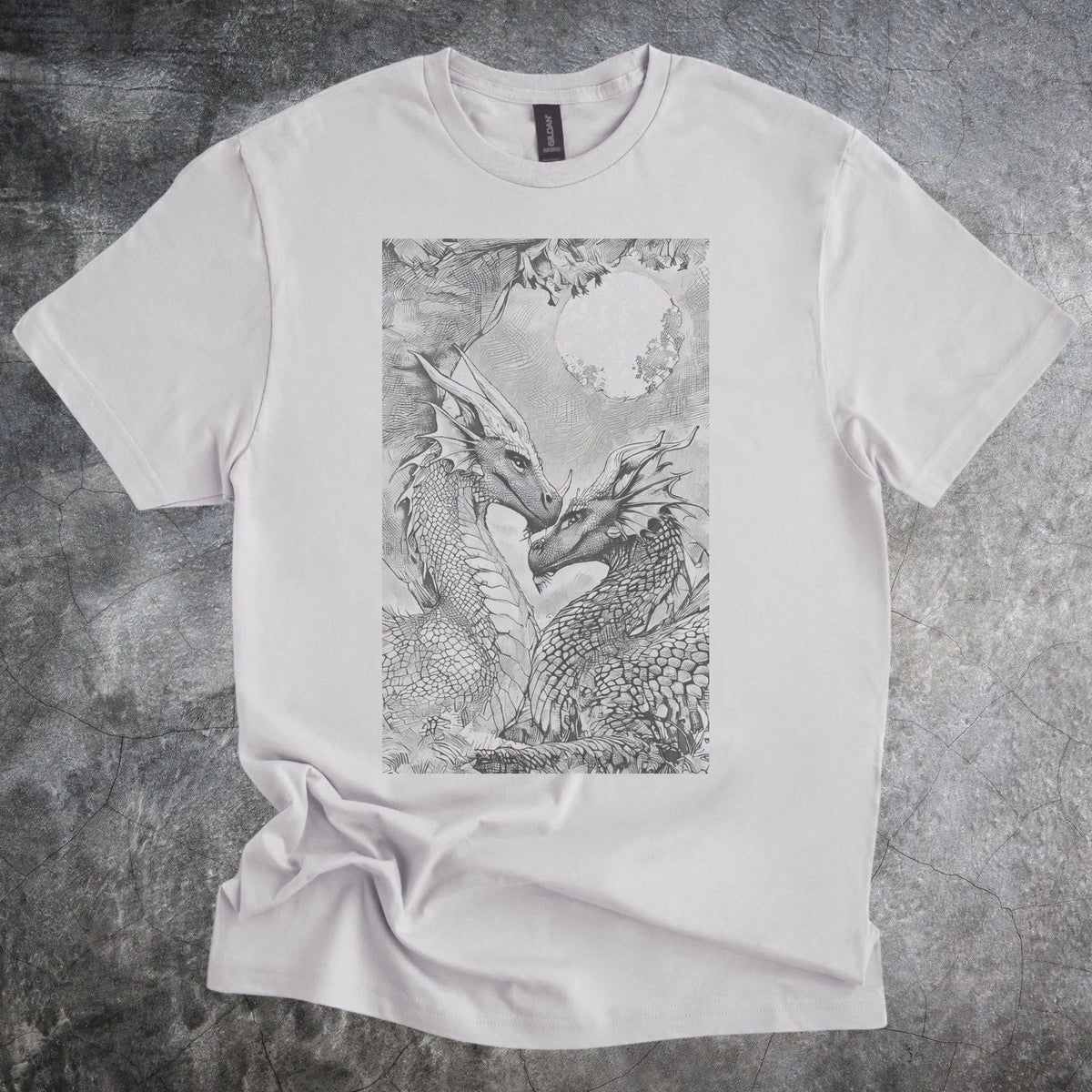 Majestic Dragon Embrace Graphic Tee for Fantasy Lovers Unisex