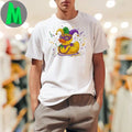 Original Cute Mardi Gras Duck Wearing Jester Crown Beads Festive Carnival Shirt Unisex