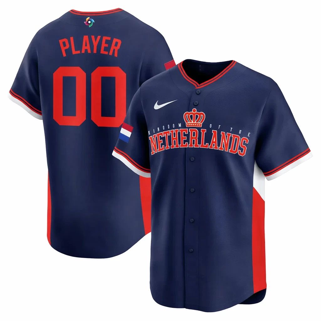 Men's Netherlands Baseball Navy 2026 World Baseball Classic Jersey Shirt Unisex