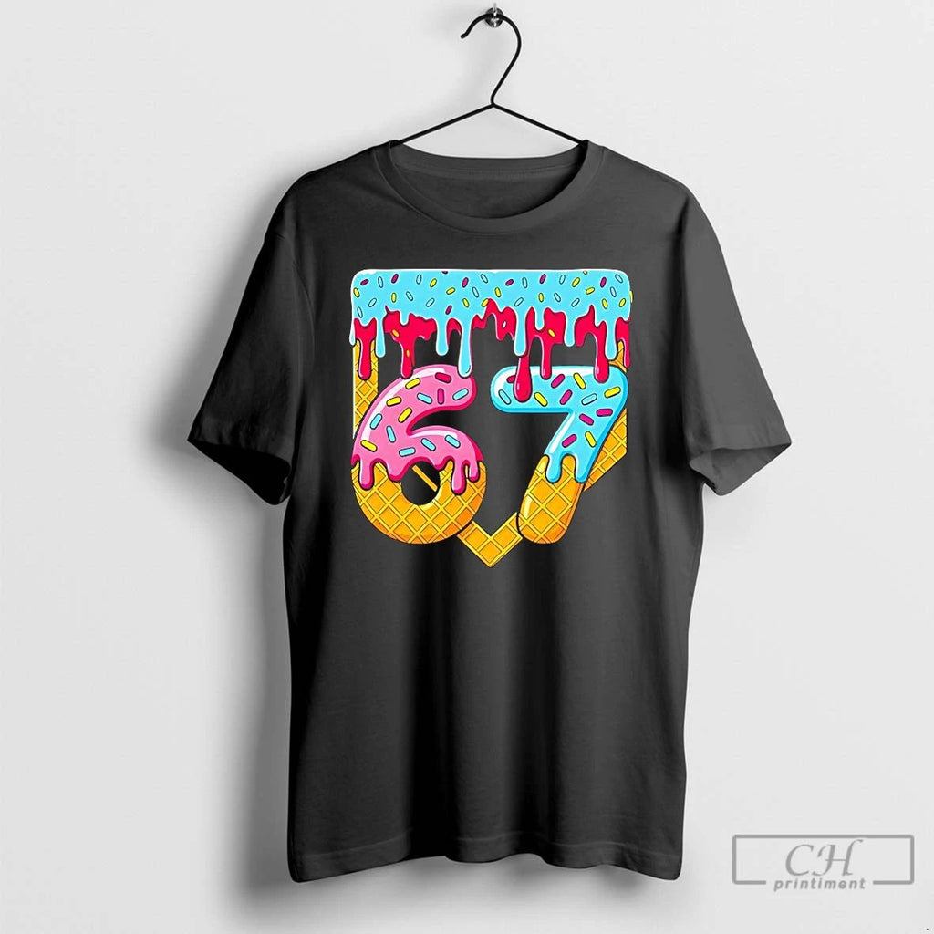 Premium 67 Ice Cream Drip Meme T Shirts Unisex