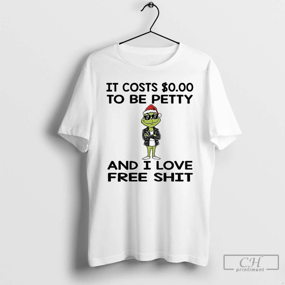 Classic Grinch Santa Hat It Costs To Be Petty And I Love Free Shit Christmas Unisex
