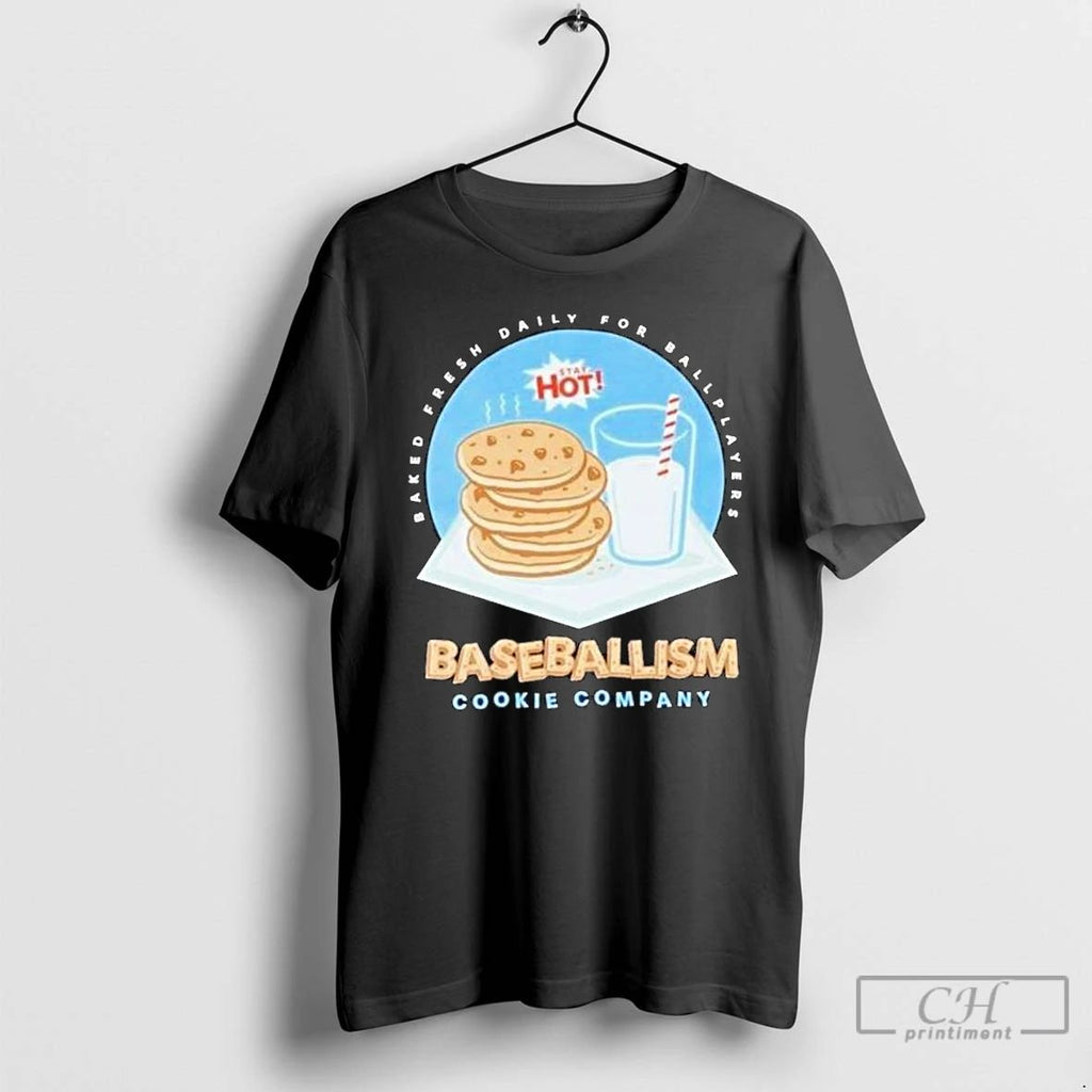 Classic Baked Fresh Daily For Ballplayers Cookies Milk Baseballism Long Sleve T Shirts Unisex