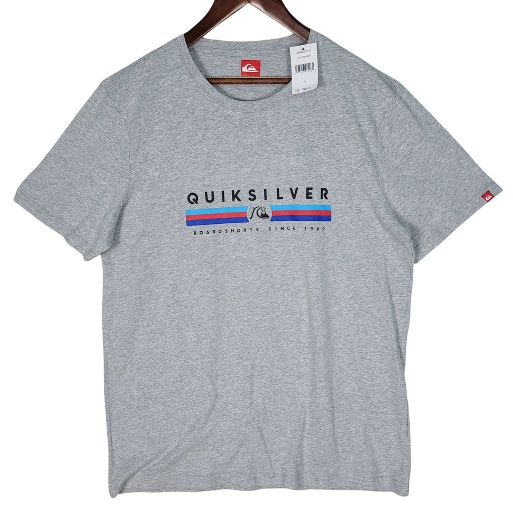 Quiksilver Shirt Men's Large Athletic Grey Surf Boardshorts Since 1969 Logo NEW Unisex