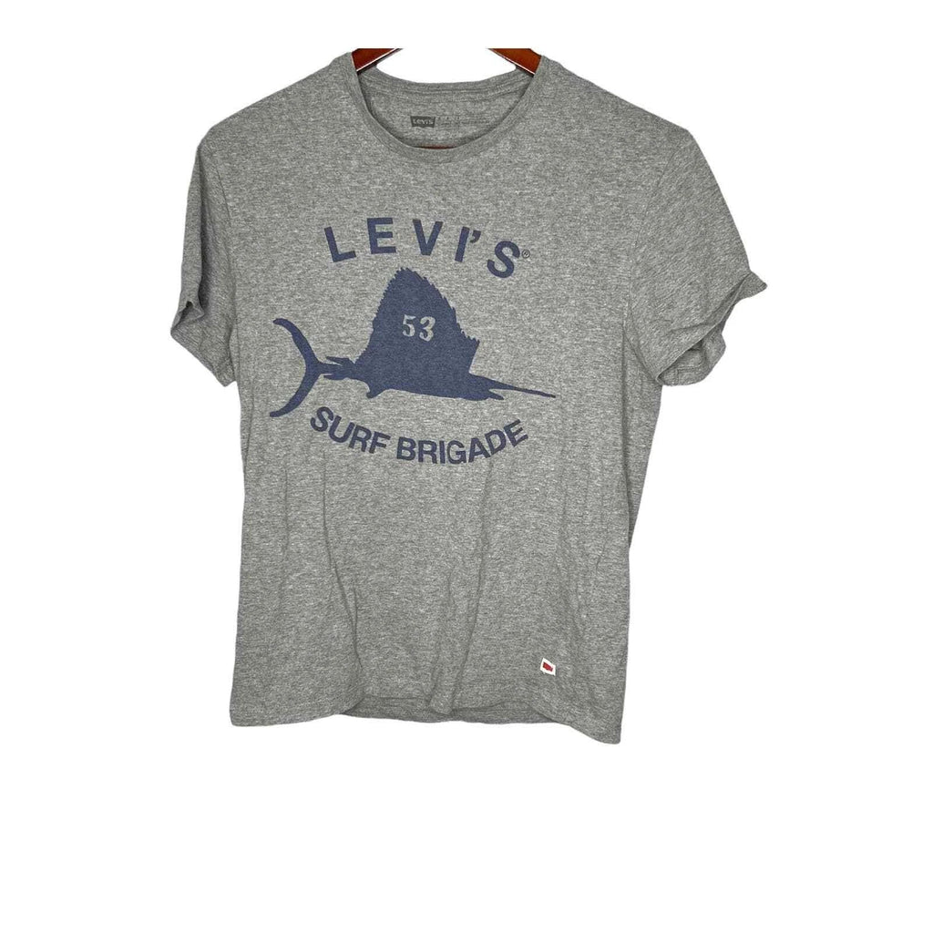 Levi’s men's gray short sleeve surf brigade crew neck graphic small Unisex