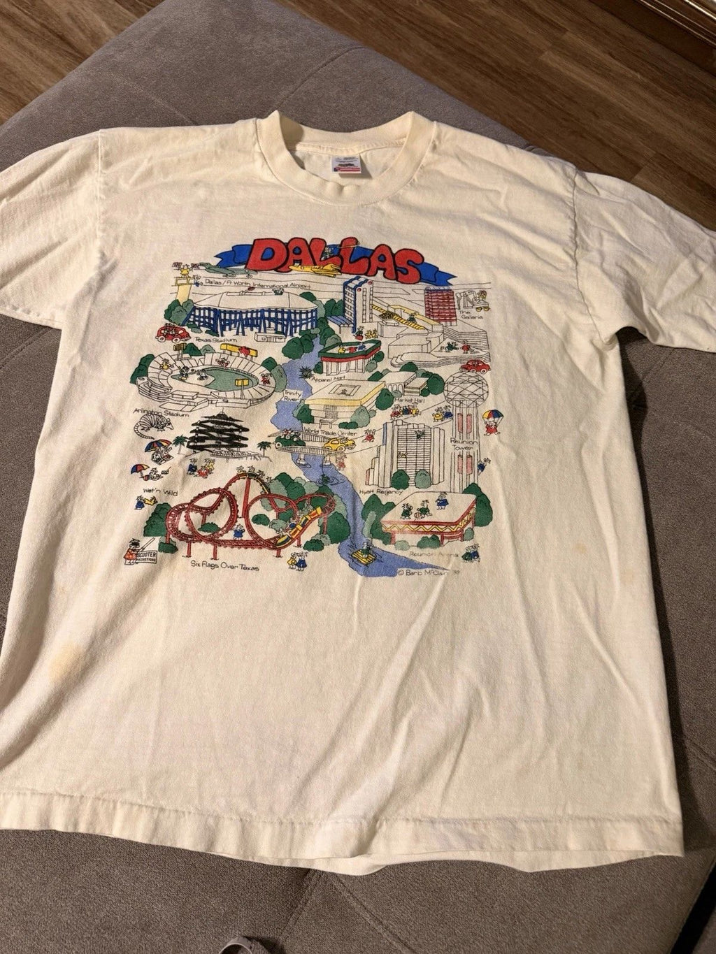 Vtg 89 Dallas Texas Fruit of the Loom USA Baro McClain Double Side Large Unisex