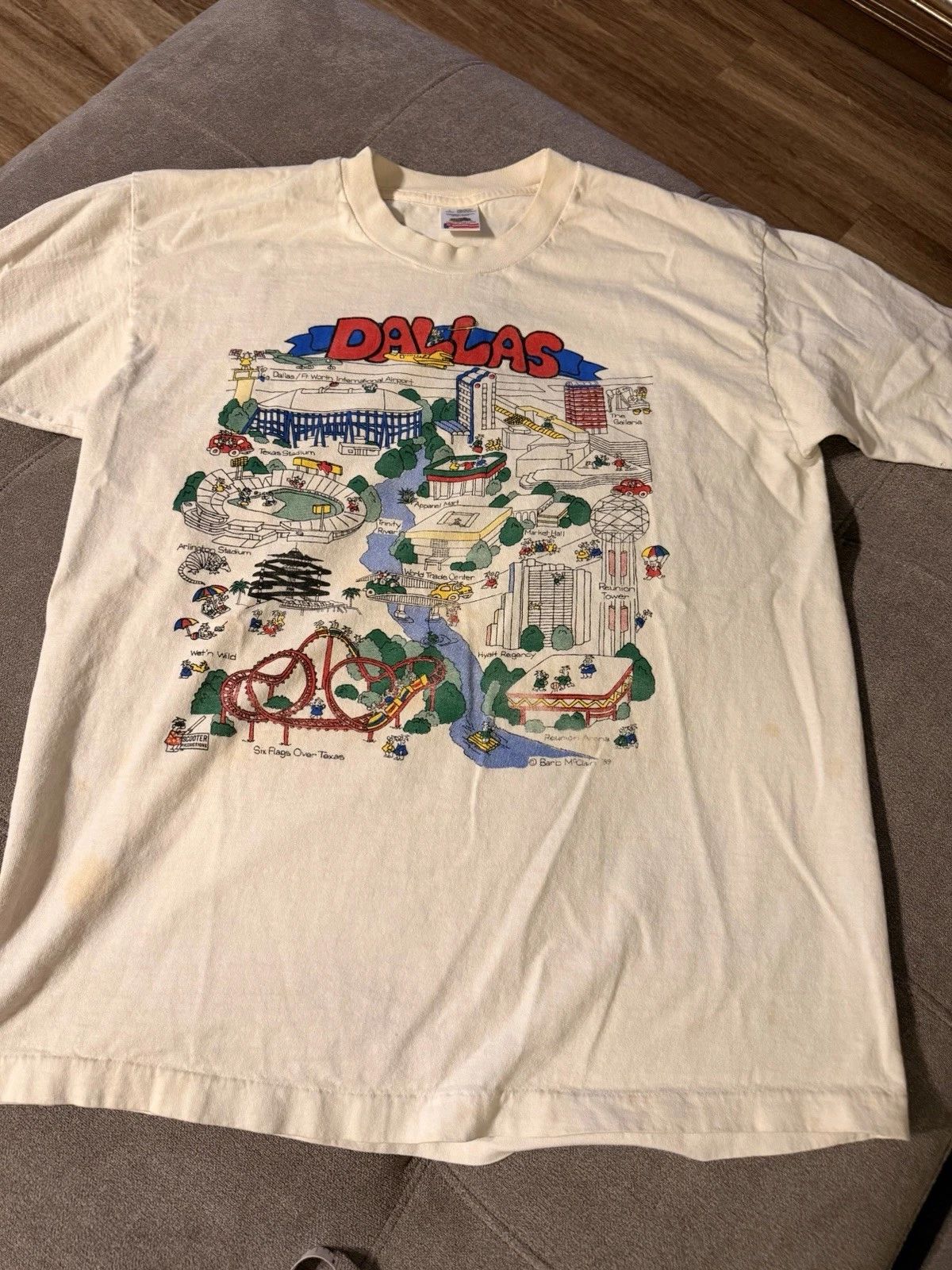Vtg 89 Dallas Texas Fruit of the Loom USA Baro McClain Double Side Large Unisex