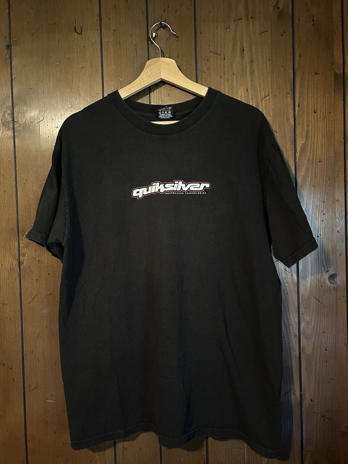 Vintage Quiksilver Shirt Black Large Faded Surf Skate Graphic Tee 2000s Y2K Unisex