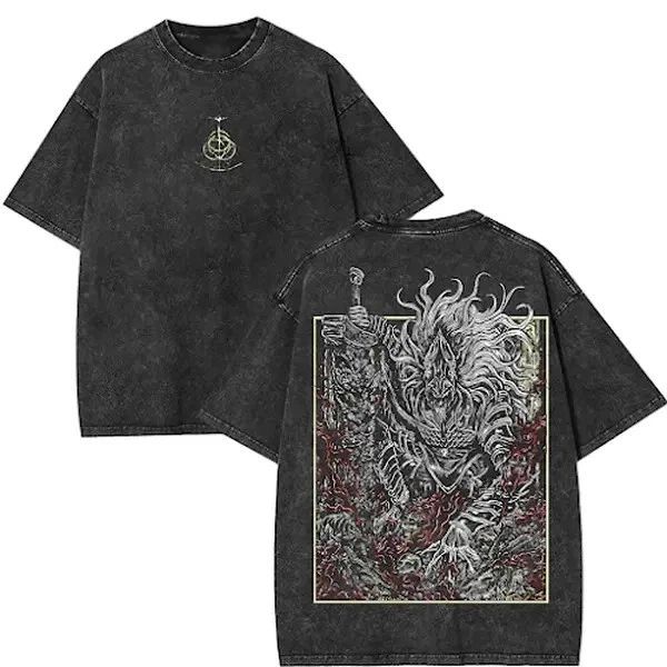 Maliketh Black Blade – Elden Ring Washed Tee Dark Fantasy Gamer Merch Unisex