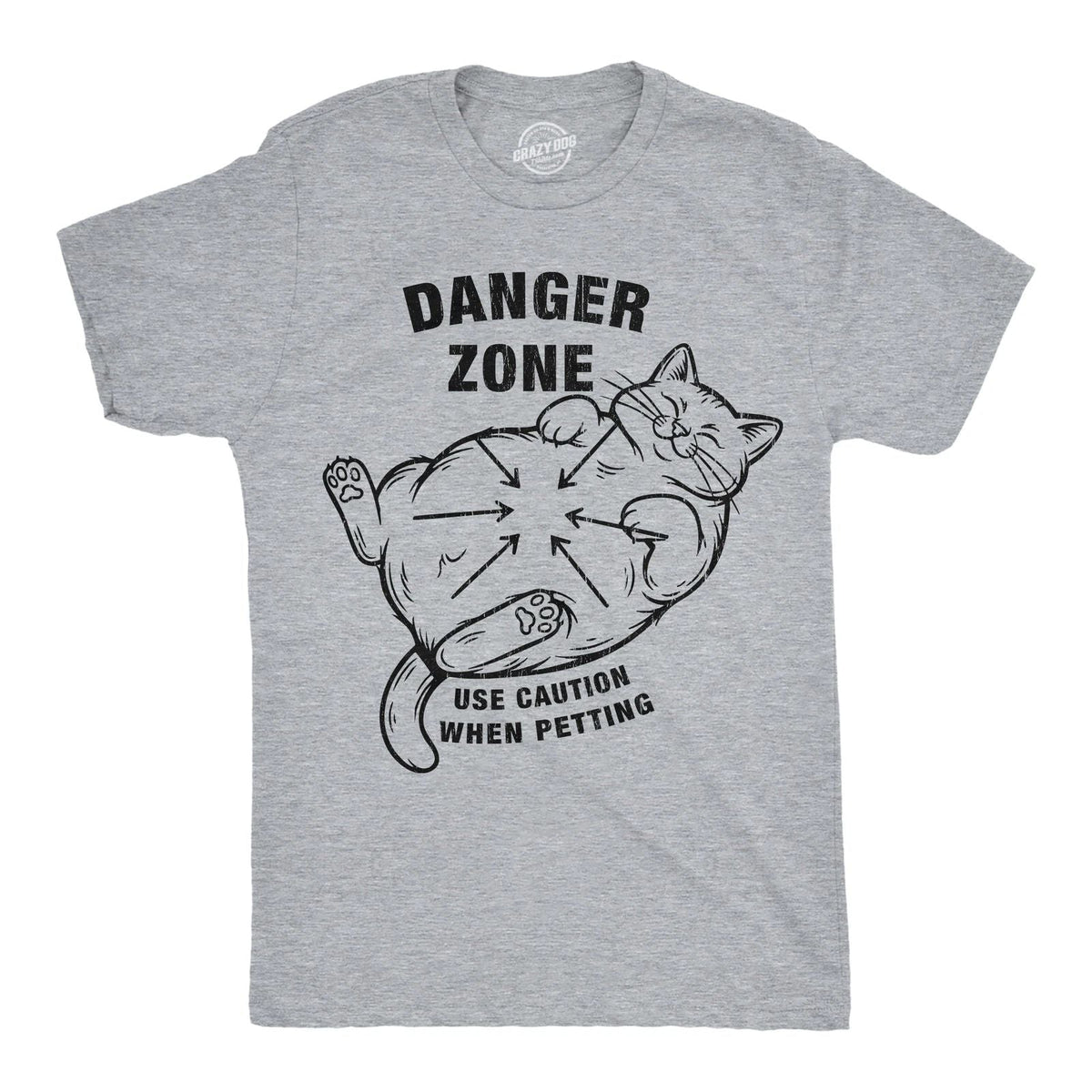 Mens Funny T Shirts Danger Zone Use Caution When Petting Sarcastic Cat Tee For Unisex