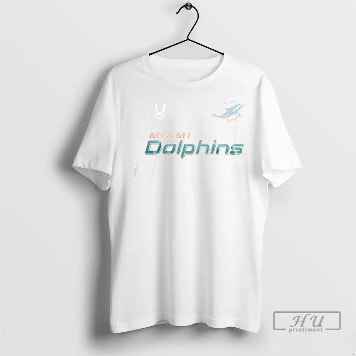 Officials Miami Dolphins X Bad Bunny Frog Mascot Signature T Shirts Unisex