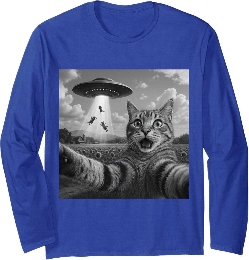 Alien Cat Selfie UFO Gifts - Funny Escape Humor Long Sleeve Unisex