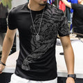 New Men Luxury Tiger Rhinestones Fashion Black High Quality Unisex