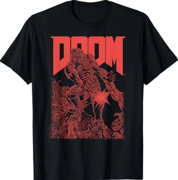 DOOM Red Sketched Cover Art Retro Video Game Unisex