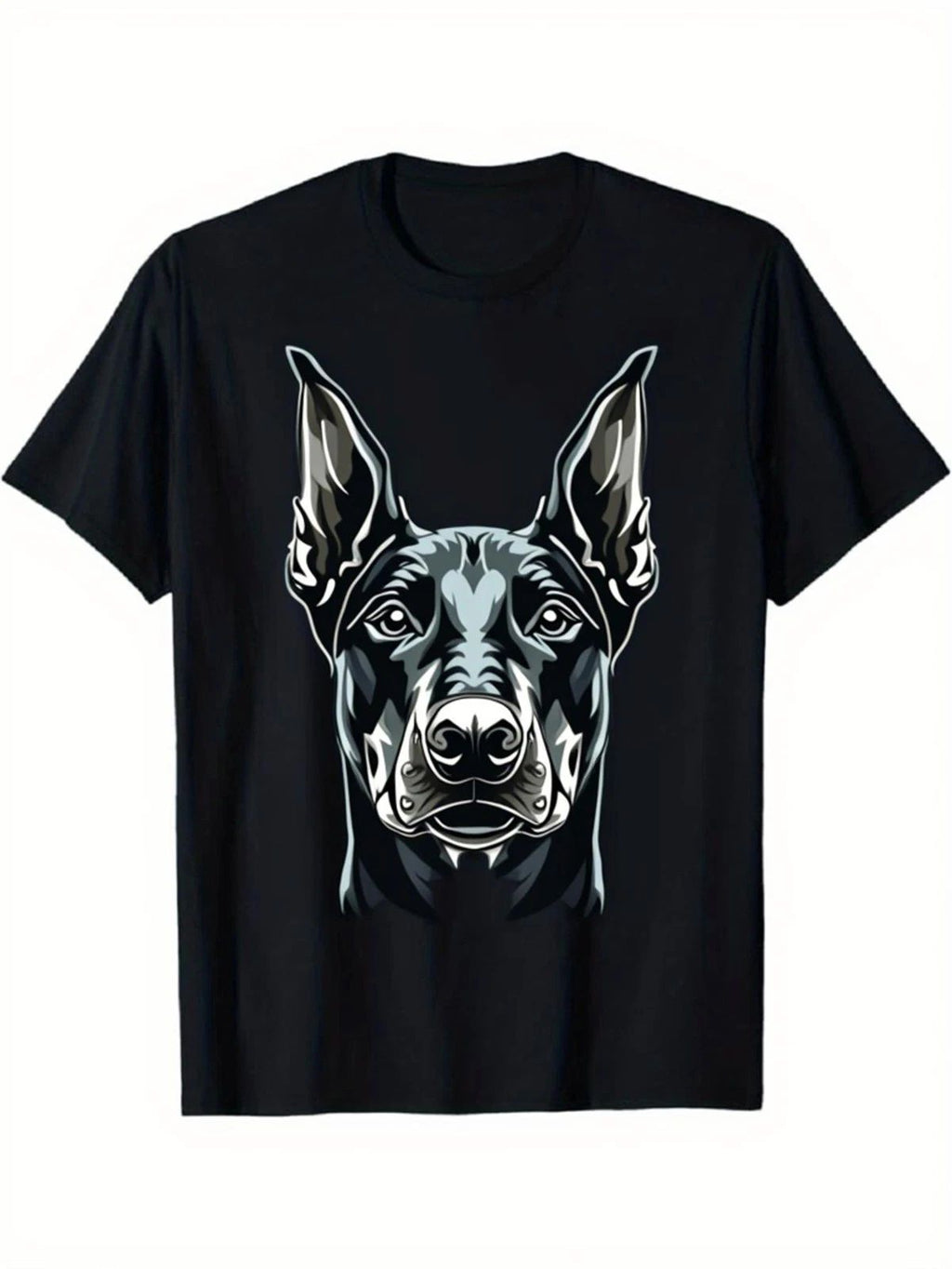 Men's & Women's Black Doberman Pinscher - 100% Cotton Stretch Fit Crew Unisex