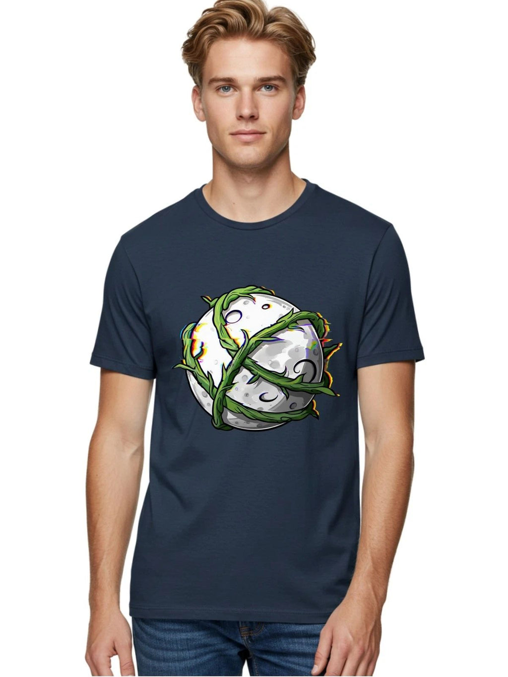 Thorn-Wrapped-Moon Mens Graphic Tee,100% Cotton,Casual Summer Wear Unisex