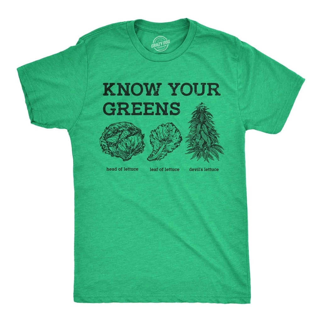 Mens Funny T Shirts Know Your Greens Sarcastic 420 Graphic Novelty Food Tee for Unisex