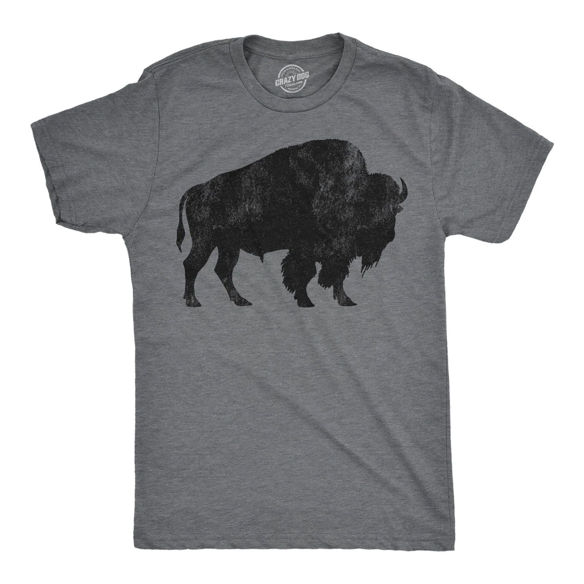Mens Buffalo Silhouette T Shirt Cool Animal Tee with Standing Buffalo Print for Unisex