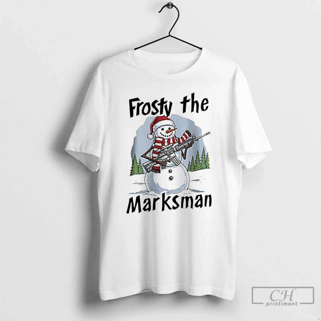 Premium Frosty The Marksman Snowman With Gun Christmas Christmas T Shirts Unisex