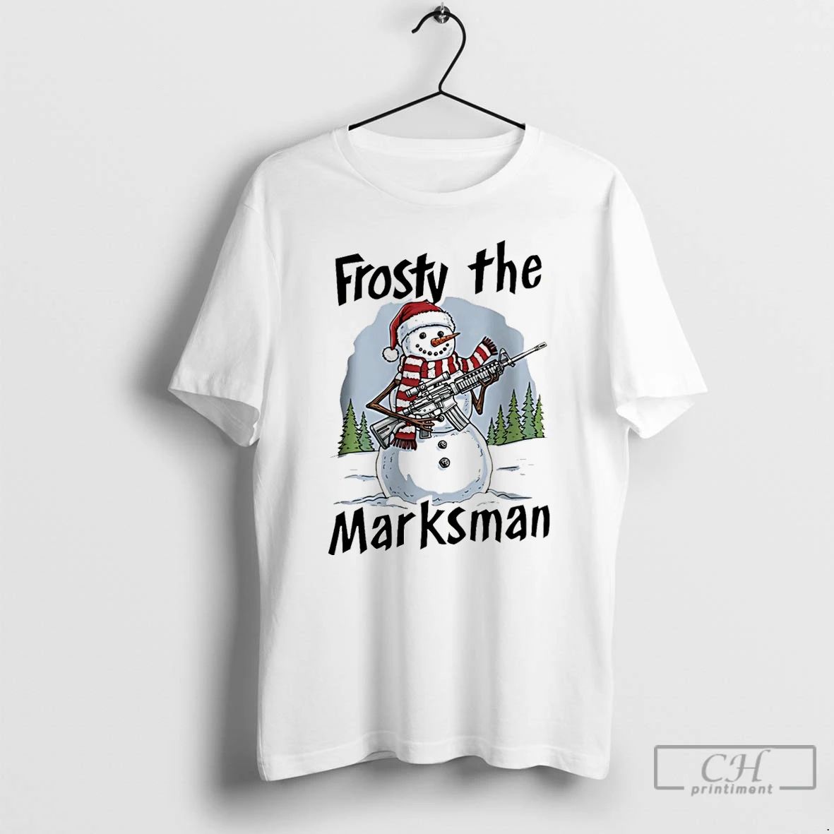 Premium Frosty The Marksman Snowman With Gun Christmas Christmas T Shirts Unisex